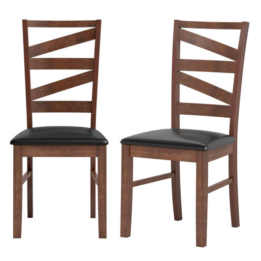 Dining Chairs Set of 2 Kitchen Side Chairs with Rubber Wood Legs-Walnut