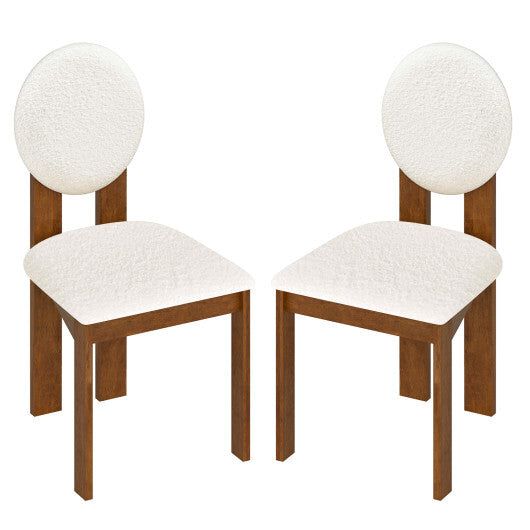 Sherpa Dining Chairs Set of 2 with Rubber Wood Legs for Living Room Restaurant-White