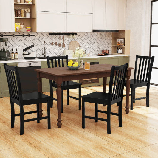 Rustic Dining Chairs Set of 2 Wooden Kitchen Chairs with Slat Tilt Backrest-White