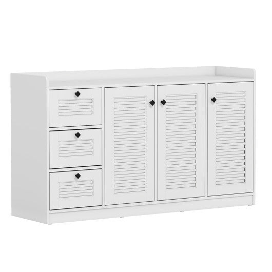 Buffet Cabinet with Storage Modern Sideboard Cabinet with 3 Doors-White
