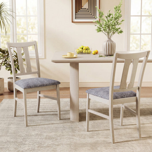 Set of 2 Wooden Upholstered Dining Chairs with High Curved Back-Walnut