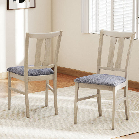 Set of 2 Wooden Upholstered Dining Chairs with High Curved Back-Walnut