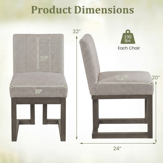 Modern Farmhouse Fabric Dining Chairs Set of 2 with 5.5" Thickened Padded Seat-Walnut
