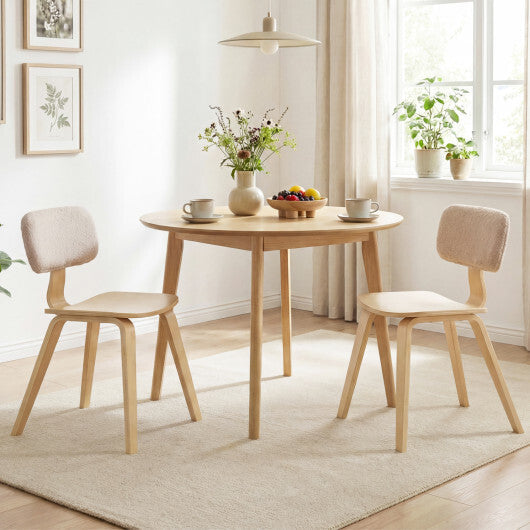 Set of 2 Rubber Wood Dining Room Chairs with Teddy Velvet Padded Backrest-Walnut