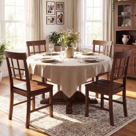 Rubber Wood Dining Chairs Set of 2 with High Backrests-Brown