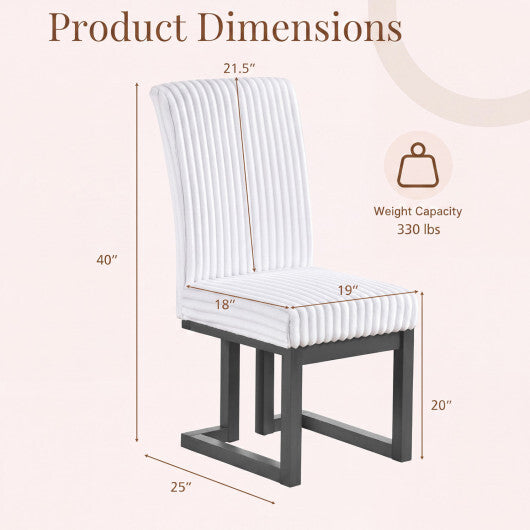Upholstered Dining Chairs Set of 2 with Rubber Wood Legs and Padded Seat for Dining Room-White