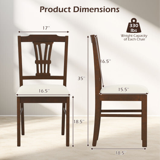 Wooden Dining Chairs Set of 2 Upholstered Kitchen Chairs with Solid Rubber Wood Frame-Gray