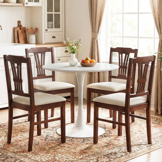 Wooden Dining Chairs Set of 2 Upholstered Kitchen Chairs with Solid Rubber Wood Frame-Gray