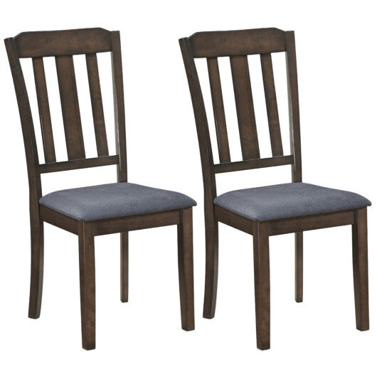 Set of 2 Rubber Wood Dining Room Chairs with Comfortable Backrest-Brown