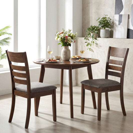 Wooden Dining Chairs Set of 2 Upholstered Kitchen Chairs with Rubber Wood Frame-Black