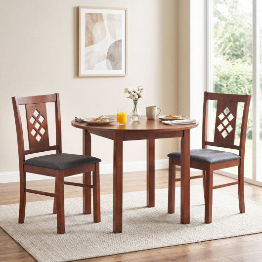 Linen Style Upholstered Kitchen Chairs with Wood Frames Set of 2-Cherry