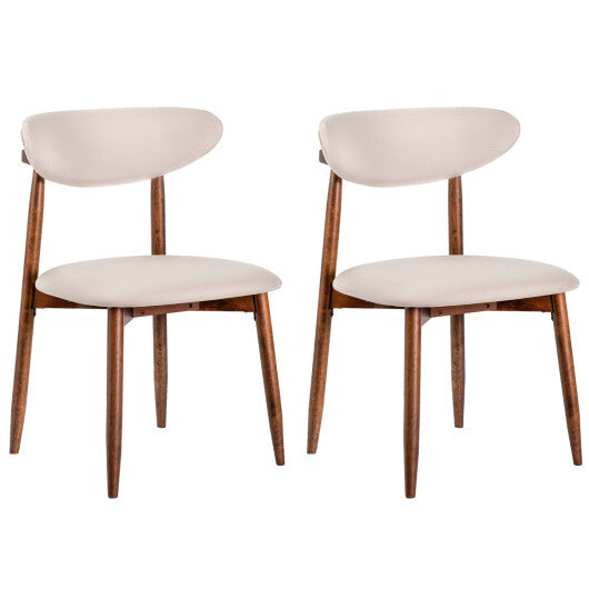 Set of 2 Fabric Upholstered Dining Chairs with Curved Backs-Gray