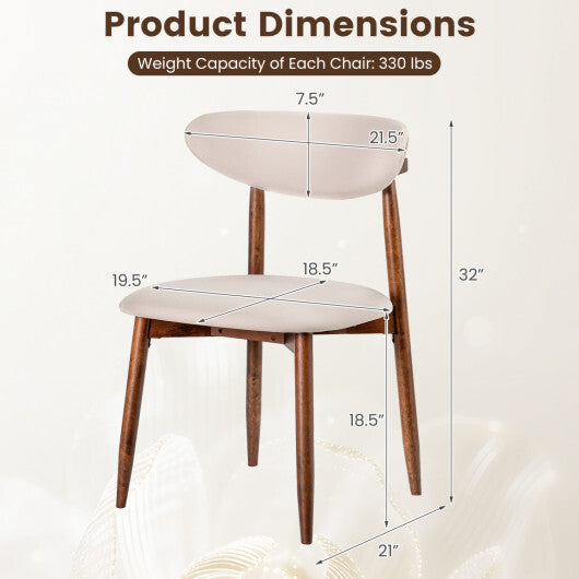 Set of 2 Fabric Upholstered Dining Chairs with Curved Backs-Gray