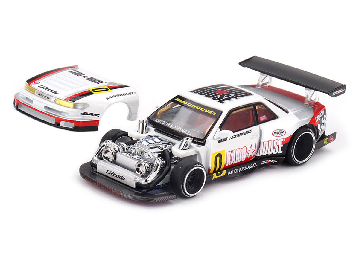 Nissan Silvia S13-R "Circuit Spec V1" RHD (Right Hand Drive) White with Graphics (Designed by Jun Imai) "Kaido House" Special 1/64 Diecast Model Car by Mini GT