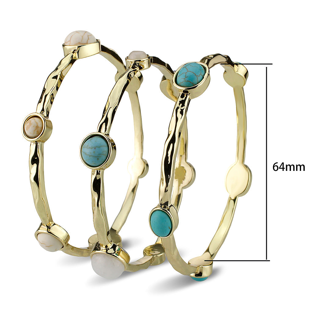 LO4786 - Bangle 64 mm, Brass, Flash Gold, Assorted, Multi Color, N/A