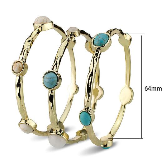 LO4786 - Bangle 64 mm, Brass, Flash Gold, Assorted, Multi Color, N/A