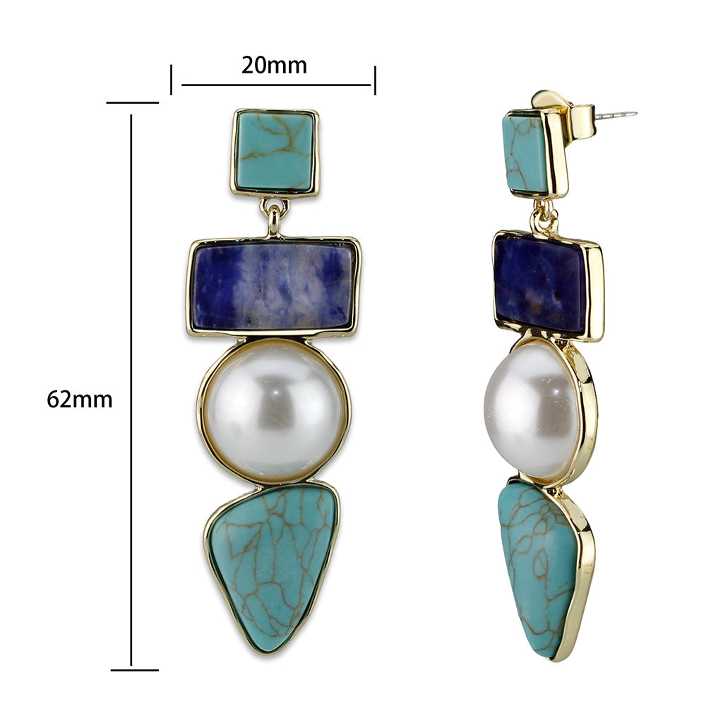 LO4787 - Earring, Brass, Flash Gold, Assorted, MultiColor, N/A