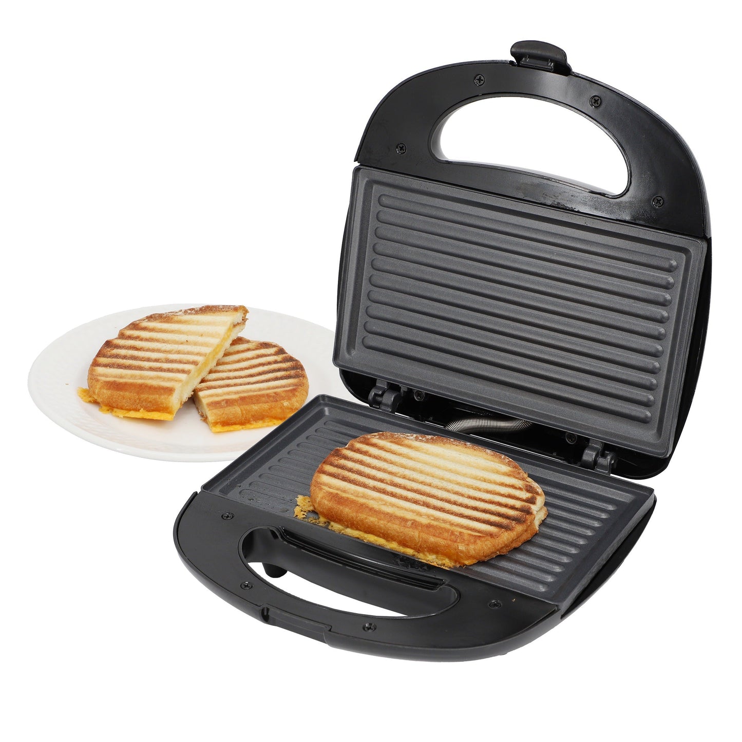 MegaChef Electric Compact Aluminum Nonstick Sandwich Maker in Black