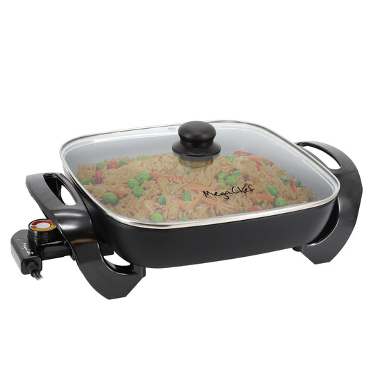 MegaChef 11.81 Inch Electric Skillet with Non-Stick Coating in Black