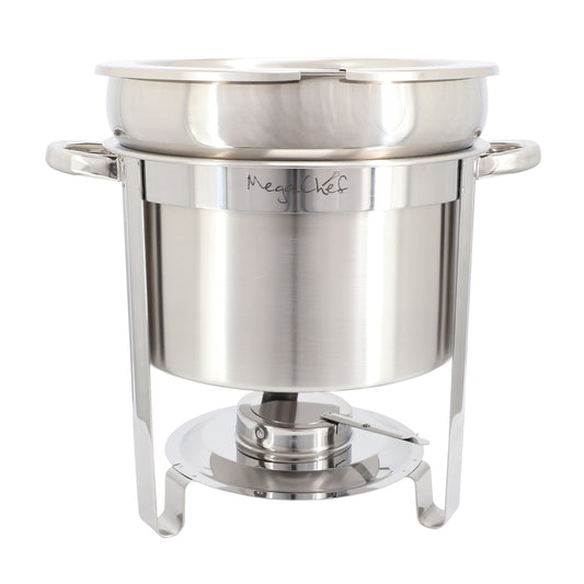 MegaChef 7.4 Quart Round Stainless Steel Soup Professional Chafing Dish/Food Warmer/Buffet Server Serving Trays