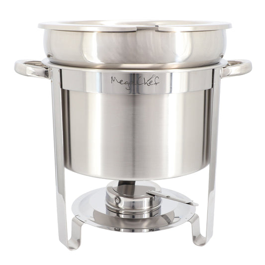 MegaChef 11.6 Quart Round Stainless Steel Professional Soup Chafing Dish in Silver