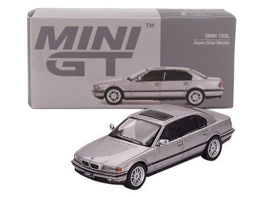 BMW 750IL Aspen Silver Metallic with Sun Roof Limited Edition 1/64 Diecast Model Car by Mini GT