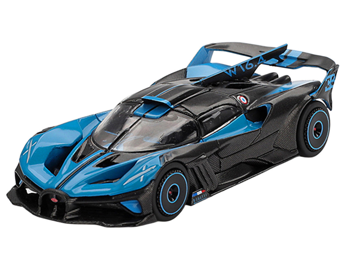Bugatti Bolide Presentation Blue and Carbon Fiber Limited Edition 1/64 Diecast Model Car by Mini GT