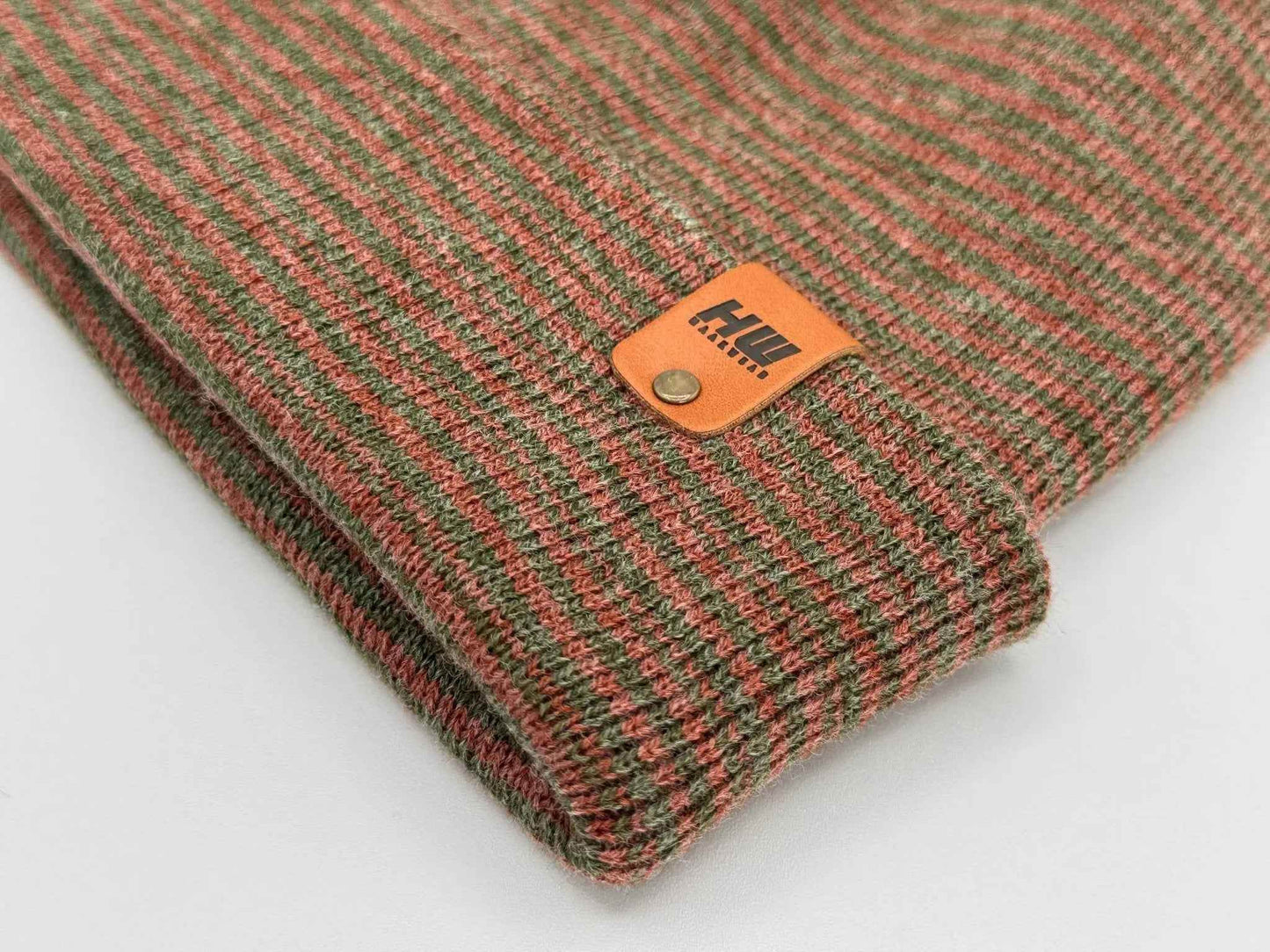 H-Stitch Contrast Cuffed Beanie – Burgundy/Green | Made in USA | Viral TikTok Winter Hat 2025