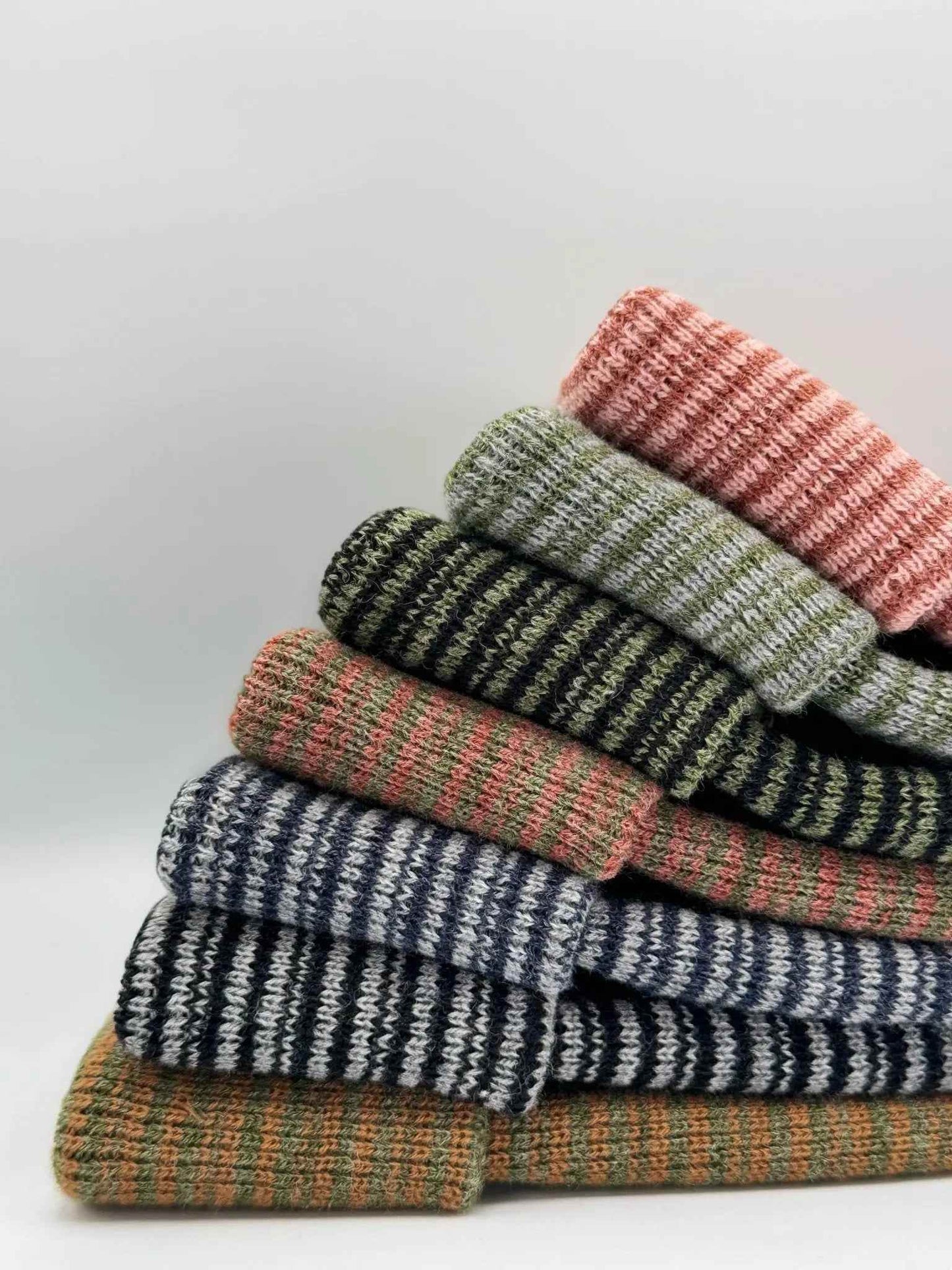 H-Stitch Contrast Cuffed Beanie – Burgundy/Green | Made in USA | Viral TikTok Winter Hat 2025
