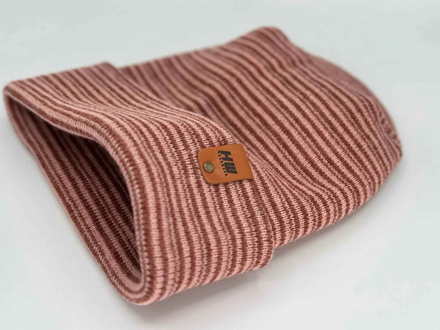Trending Men’s & Women’s Beanie – H-Stitch Cuffed Beanie | Burgundy/Pink Contrast | Made in USA