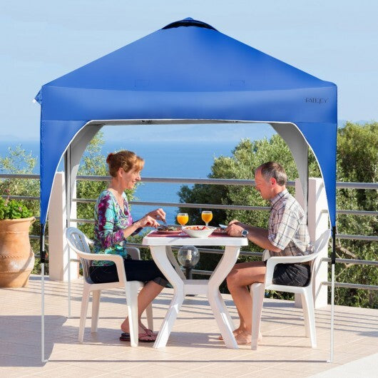 6.6 x 6.6 Feet Outdoor Pop Up Height Adjustable Canopy Tent with Roller Bag-Blue - Color: Blue