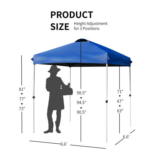 6.6 x 6.6 Feet Outdoor Pop-up Canopy Tent with Roller Bag-Pink