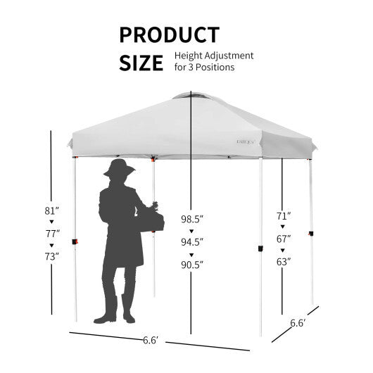 6.6 x 6.6 Feet Outdoor Pop-up Canopy Tent with Roller Bag-Pink