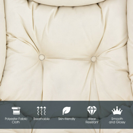 Modern Polyester Fabric Lazy Chair with Steel Frame and Side Pocket-Beige - Color: Beige