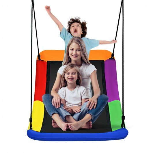 700lb Giant 60 Inch Platform Tree Swing for Kids and Adults-Multicolor - Color: Multicolor