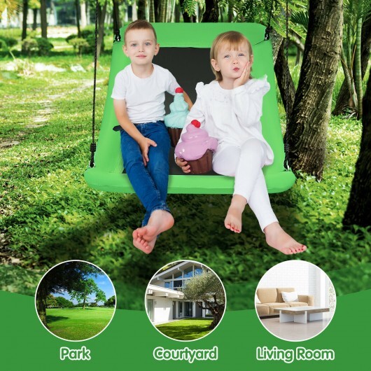 60 Inch Platform Tree Swing 700 lbs for Kids and Adults-Green - Color: Green