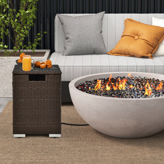 2-in-1 Patio Rattan Gas Propane Tank Cover for 20 lbs Propane Tanks-Gray