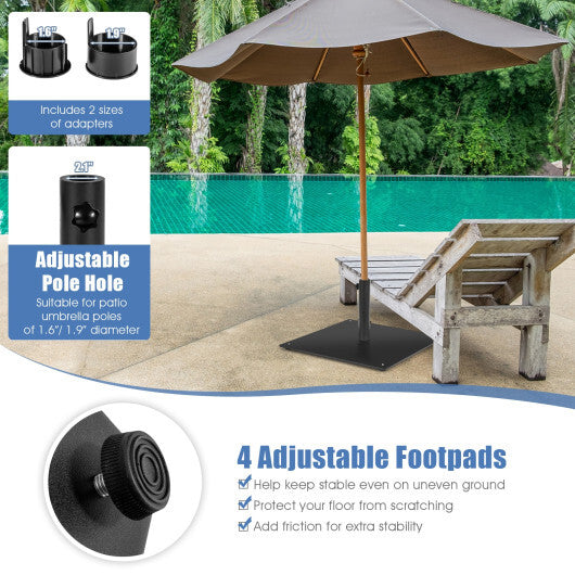 20 Inches Patio Umbrella Base with 4 Adjustable Footpads - Color: Black