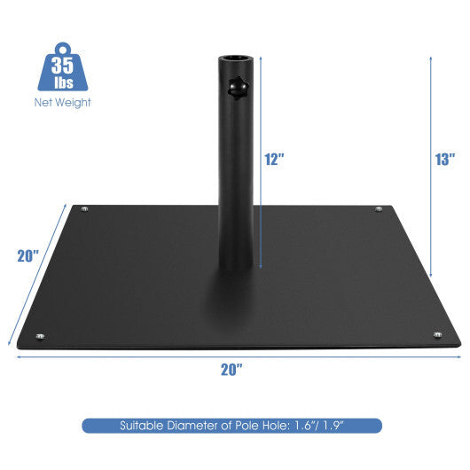 20 Inches Patio Umbrella Base with 4 Adjustable Footpads - Color: Black