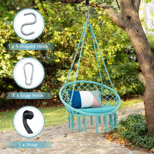 Cushioned Hammock Swing Chair with Hanging Kit-Black