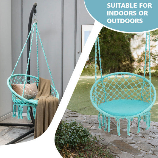 Cushioned Hammock Swing Chair with Hanging Kit-Black