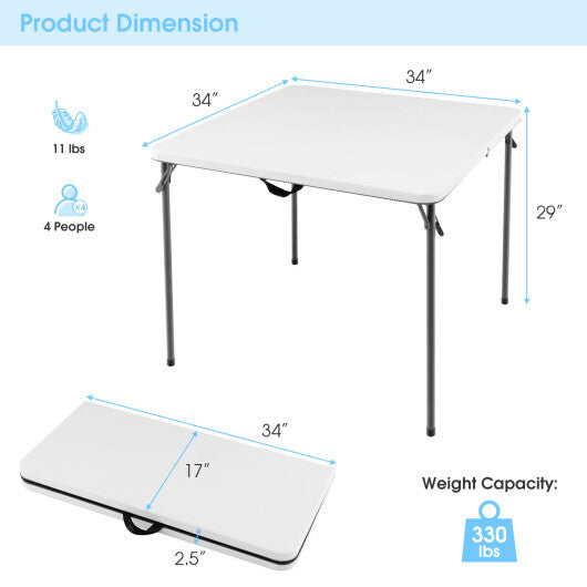 Folding Camping Table with All-Weather HDPE Tabletop and Rustproof Steel Frame-Gray