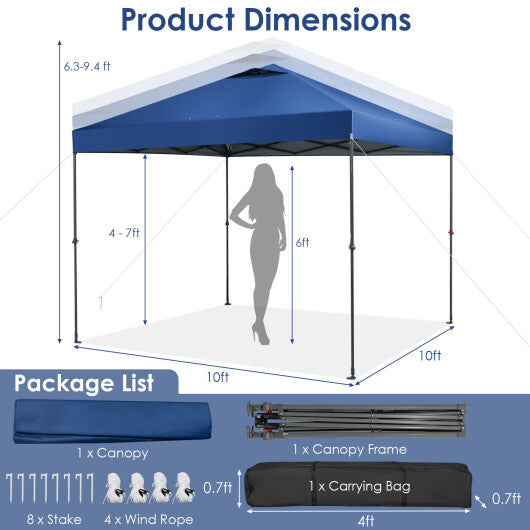 10 x 10 Feet Foldable Outdoor Instant Pop-up Canopy with Carry Bag-Gray