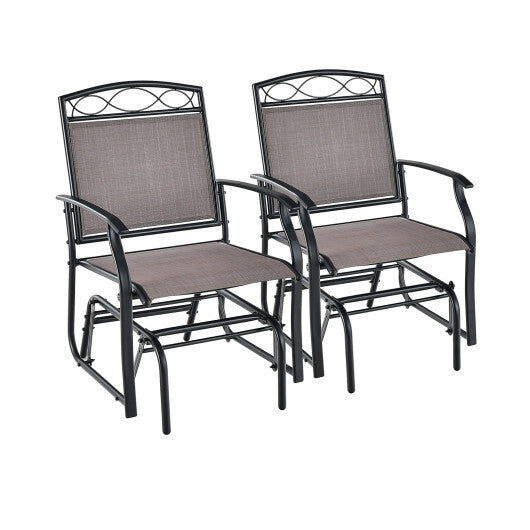 Outdoor Gliding Loveseat Chair with Tempered Glass Coffee Table-2 Pieces