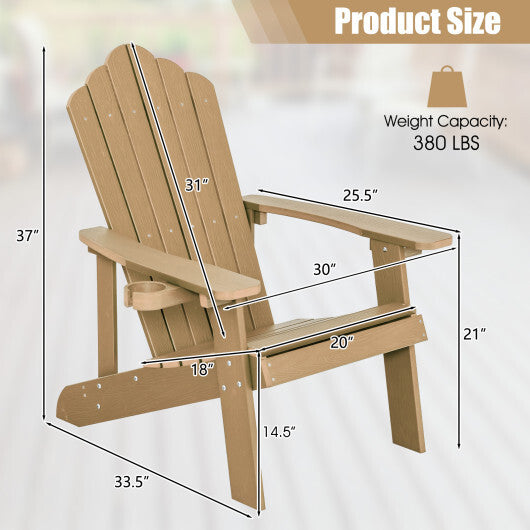 Weather Resistant HIPS Outdoor Adirondack Chair with Cup Holder-Navy