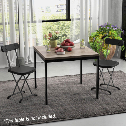 2 Pieces Outdoor Folding Chair Set with Sturdy Frame and Ergonomic Backrest-Black