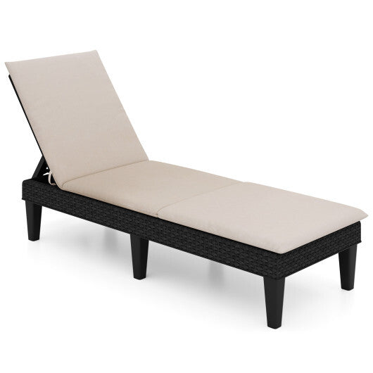 Patio Lounge Chair 3-Position Adjustable Backrest and Cushion-Orange