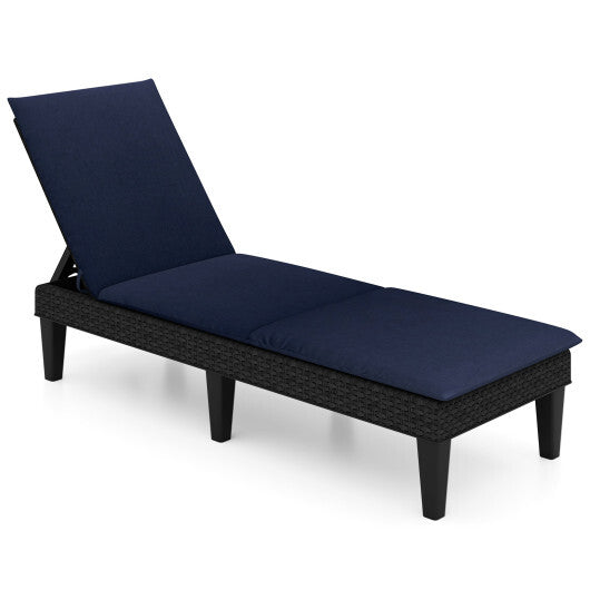 Patio Lounge Chair 3-Position Adjustable Backrest and Cushion-Orange