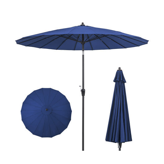 9 Feet Round Patio Umbrella with 18 Fiberglass Ribs-Wine