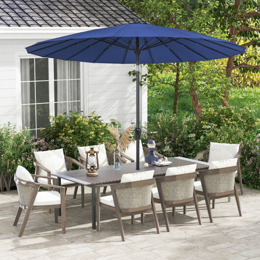9 Feet Round Patio Umbrella with 18 Fiberglass Ribs-Wine